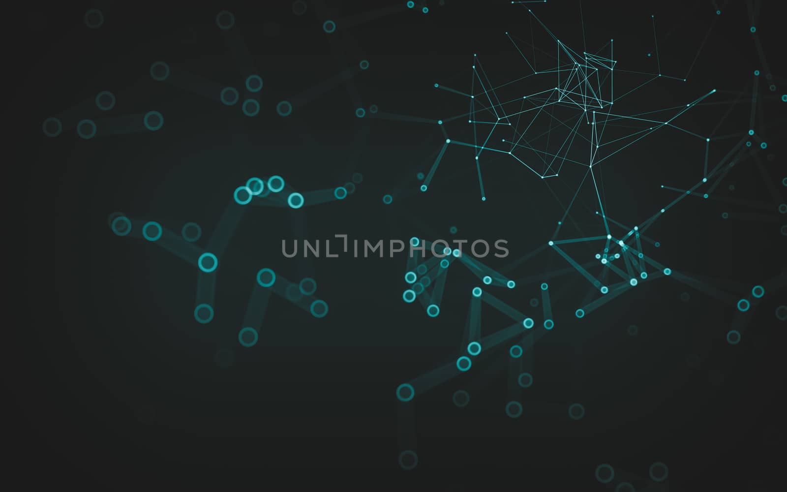 Abstract polygonal space low poly dark background with connecting dots and lines. Connection structure. 3d rendering