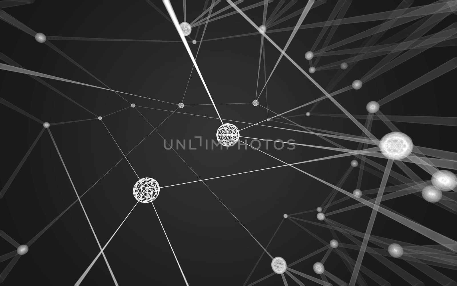 Abstract polygonal space low poly dark background with connecting dots and lines. Connection structure. 3d rendering