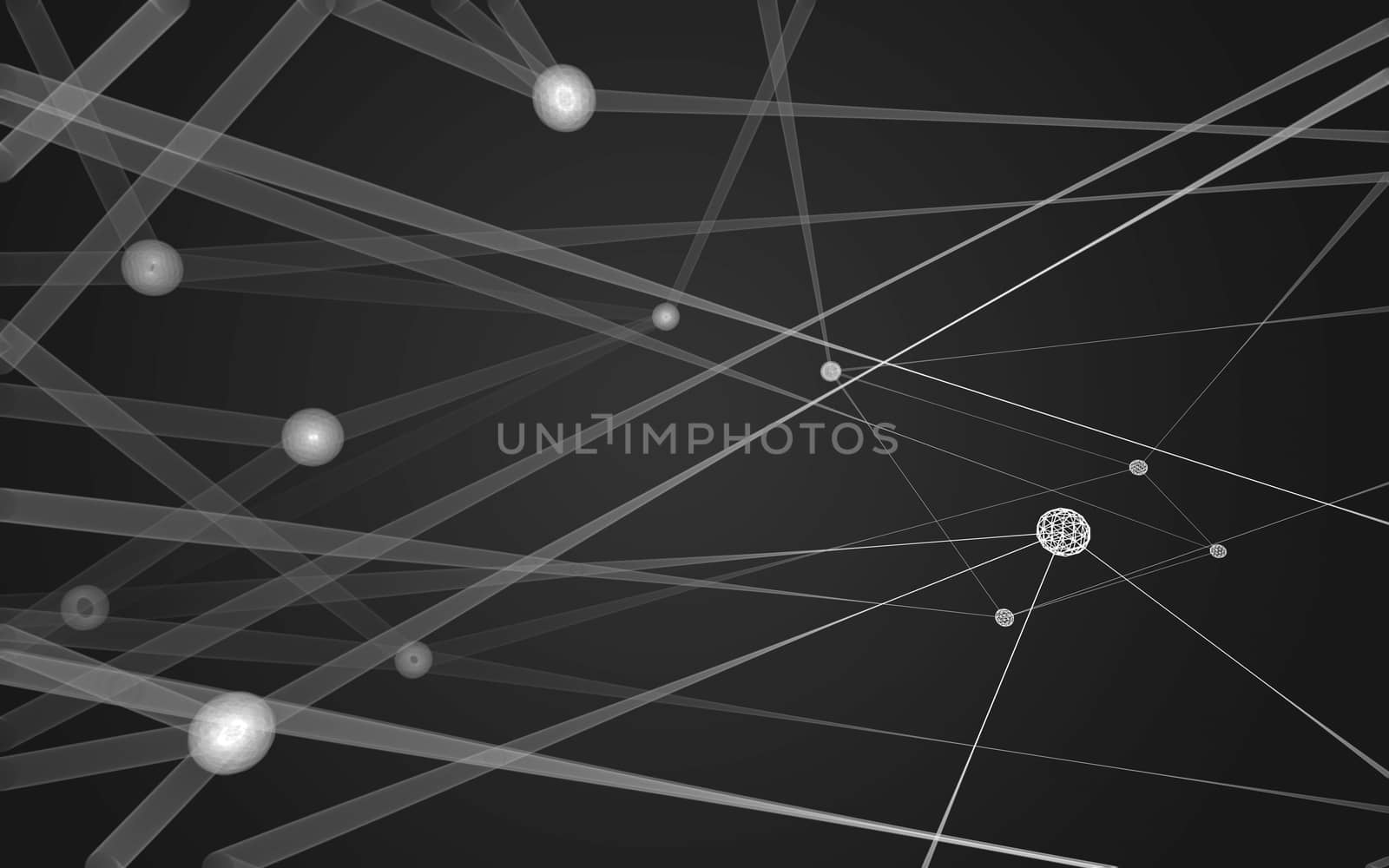 Abstract polygonal space low poly dark background with connecting dots and lines. Connection structure. 3d rendering