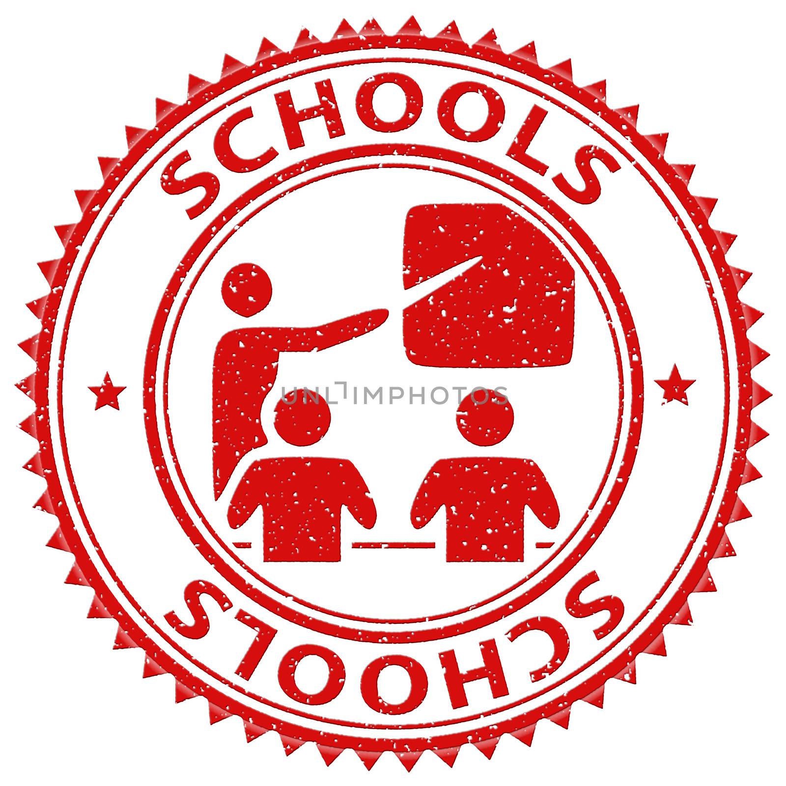 Schools Stamp Indicating University Educating And Courses