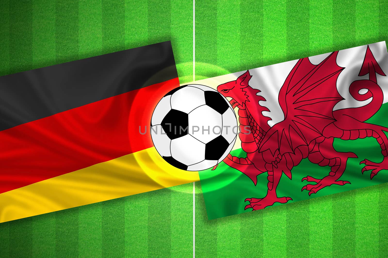 Germany - Wales - Soccer field with ball by aldorado