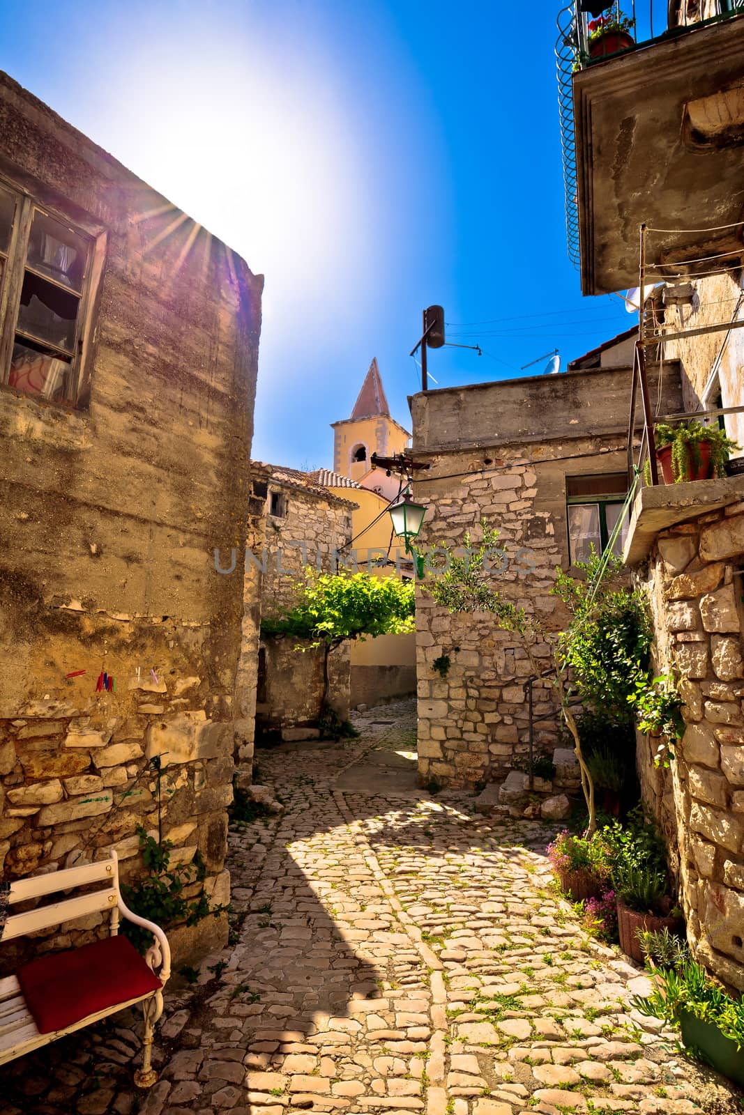 Town of Pirovac old stone street, Dalmatia, Croatia