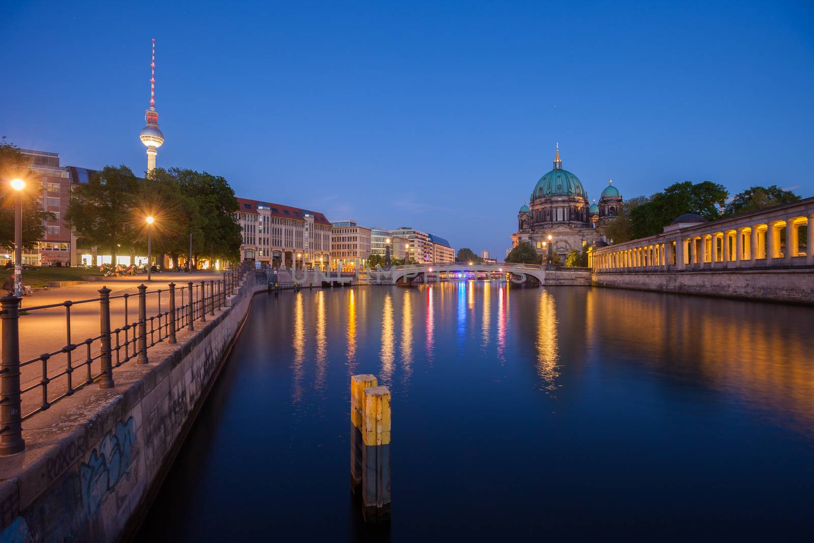 Berlin River Spree, Berliner Dom, and TV Tower by edan