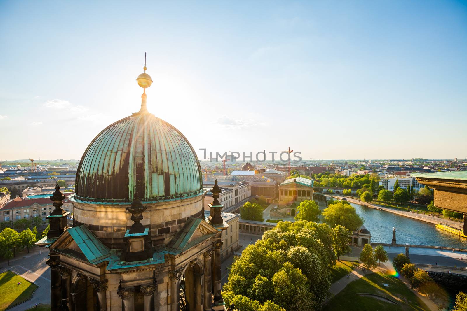 The Berliner Dom and River Spree with bright sun