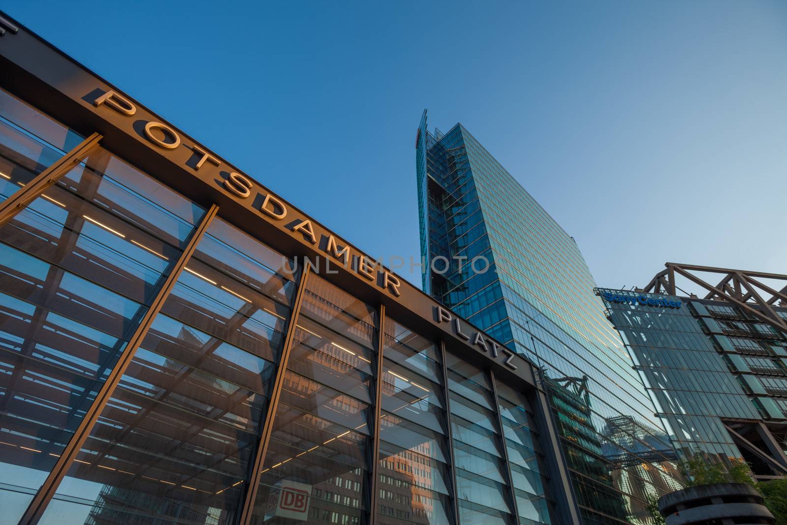 BERLIN - May 10: Station building and skyscrapers at Potsdamer Platz on May 10, 2016 in Berlin.