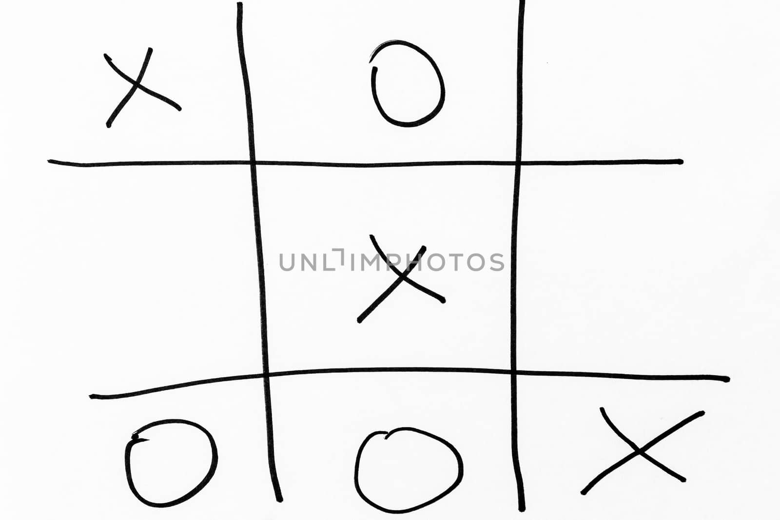 A hand drawn tic-tac-toe game  grid
