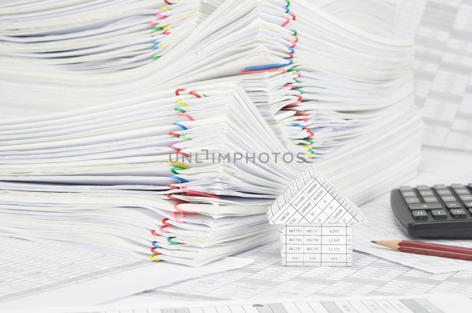 House and pile paperwork on finance account by eaglesky