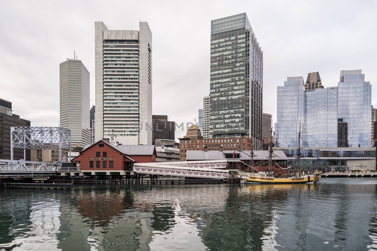 BOSTON - DECEMBER 13: Portrait of Downtown financial district  on December 13, 2015 in Boston, MA USA 