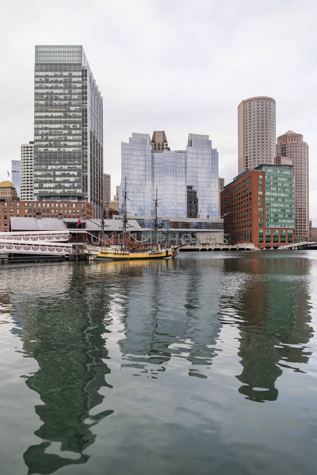 BOSTON - DECEMBER 13: Portrait of Downtown financial district  on December 13, 2015 in Boston, MA USA