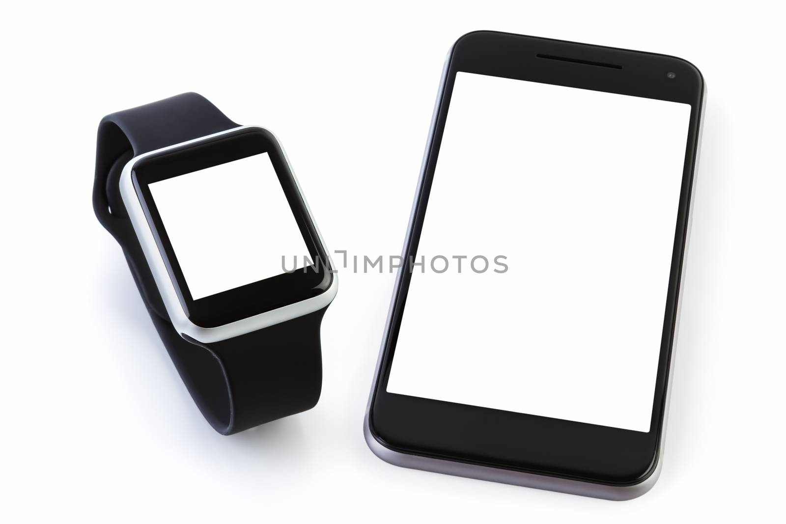 Smart watch sport with SmatPhone on white by manaemedia