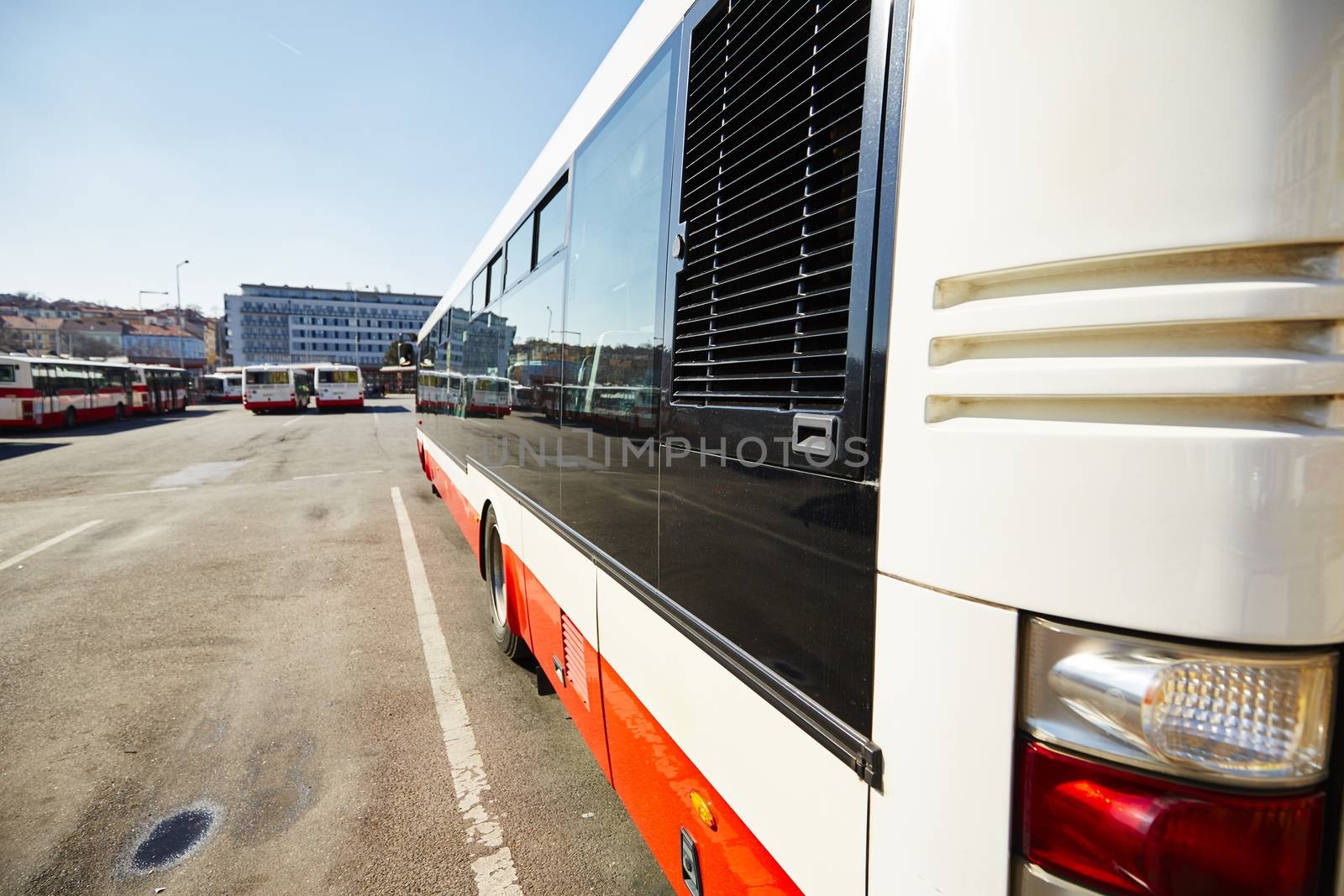 Buses are waiting at the bus station 