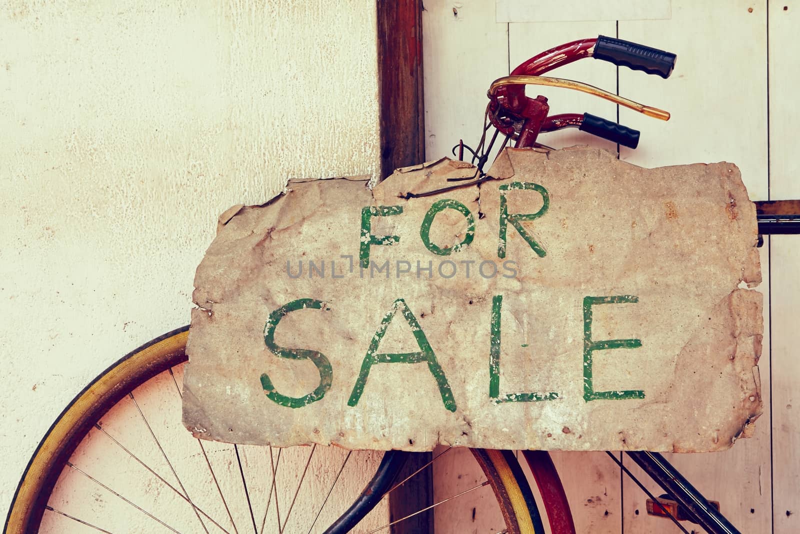 Abandoned bicycle for sale - retro color