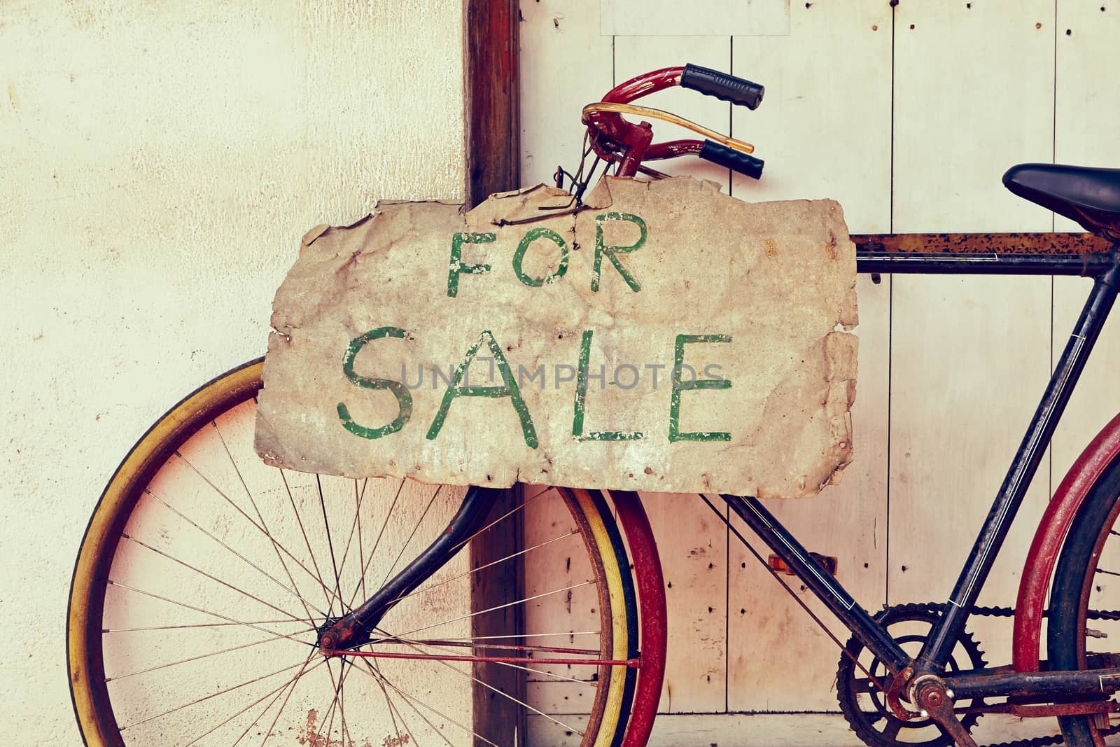 Abandoned bicycle for sale - retro color