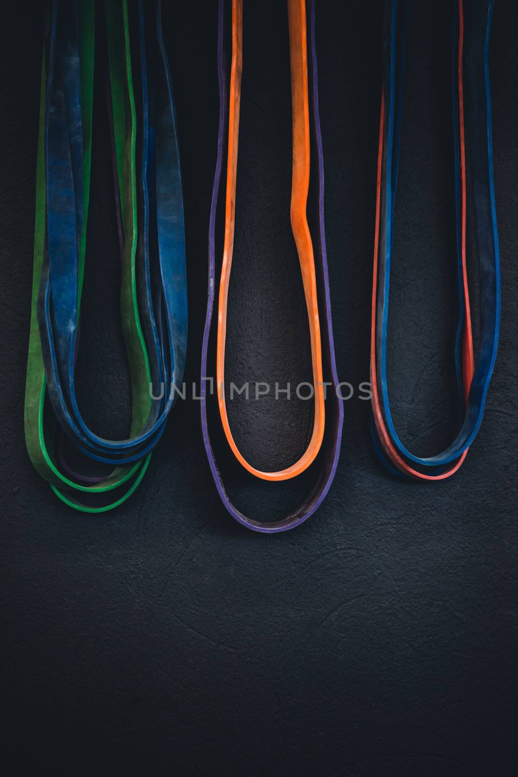 Detail shot of resistance bands.