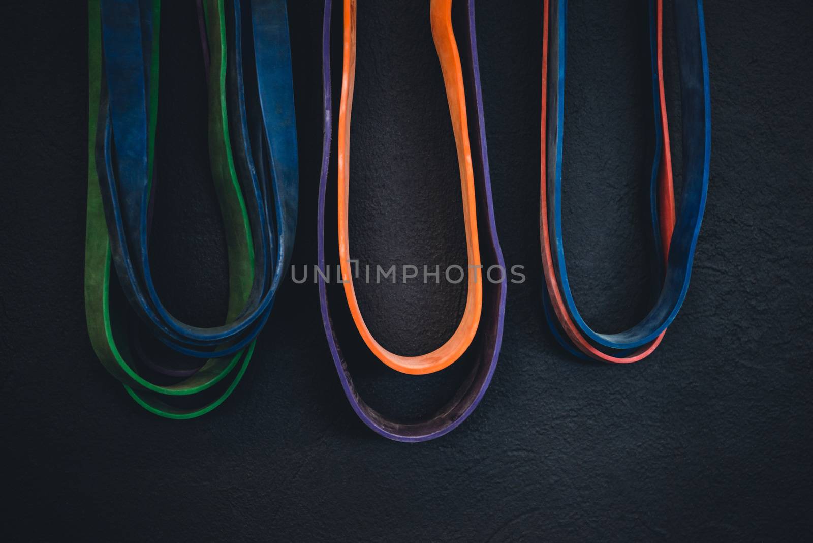 Detail shot of resistance bands.