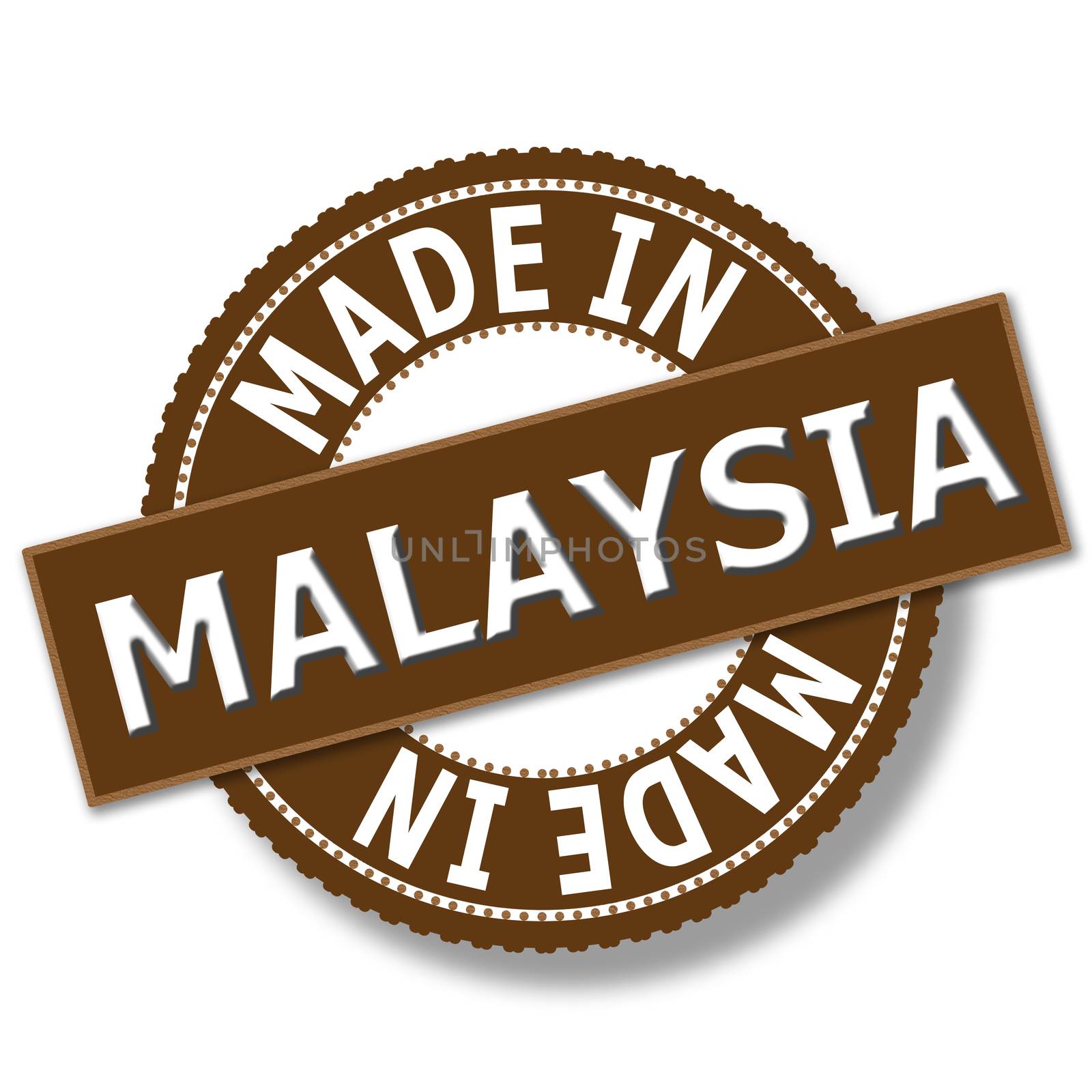 Made in Malaysia brown round vintage stamp by tang90246