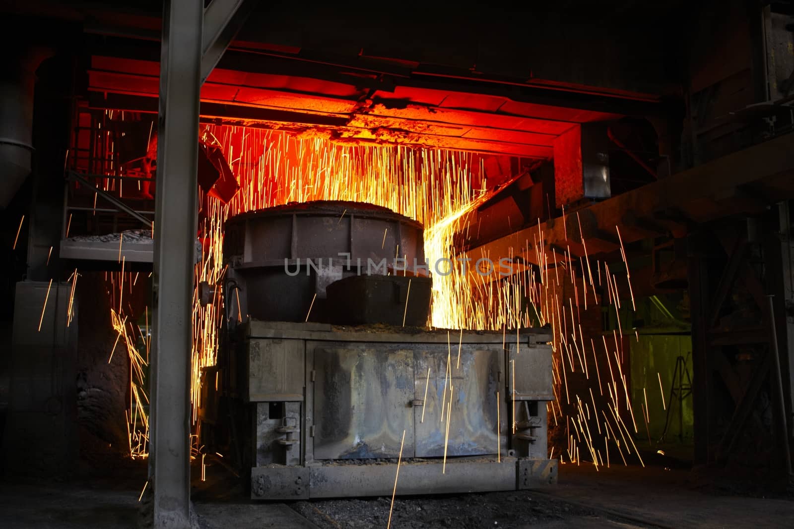 Molten hot steel is pouring - Industrial metallurgy 