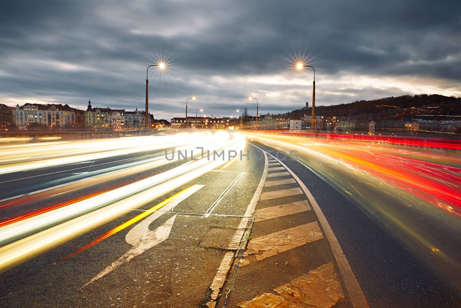 Traffic at the sunset, Prague - blurred motion