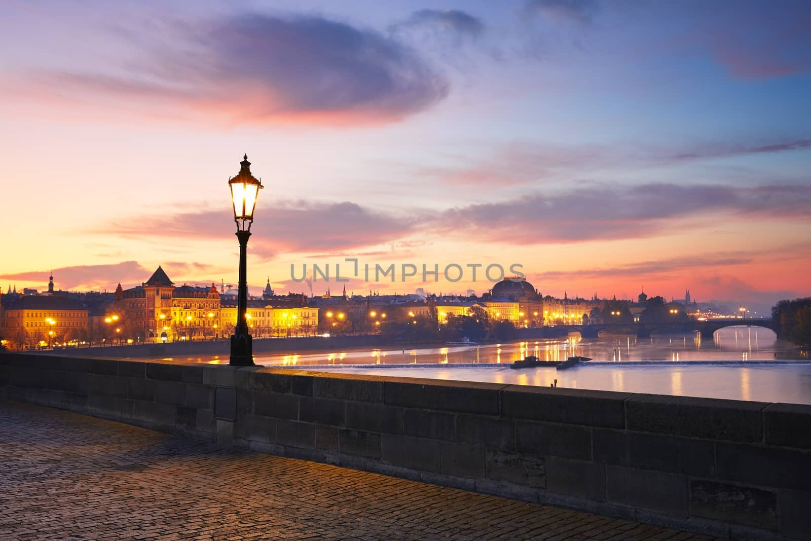 View from Charles Bridge in Prague - selective focus