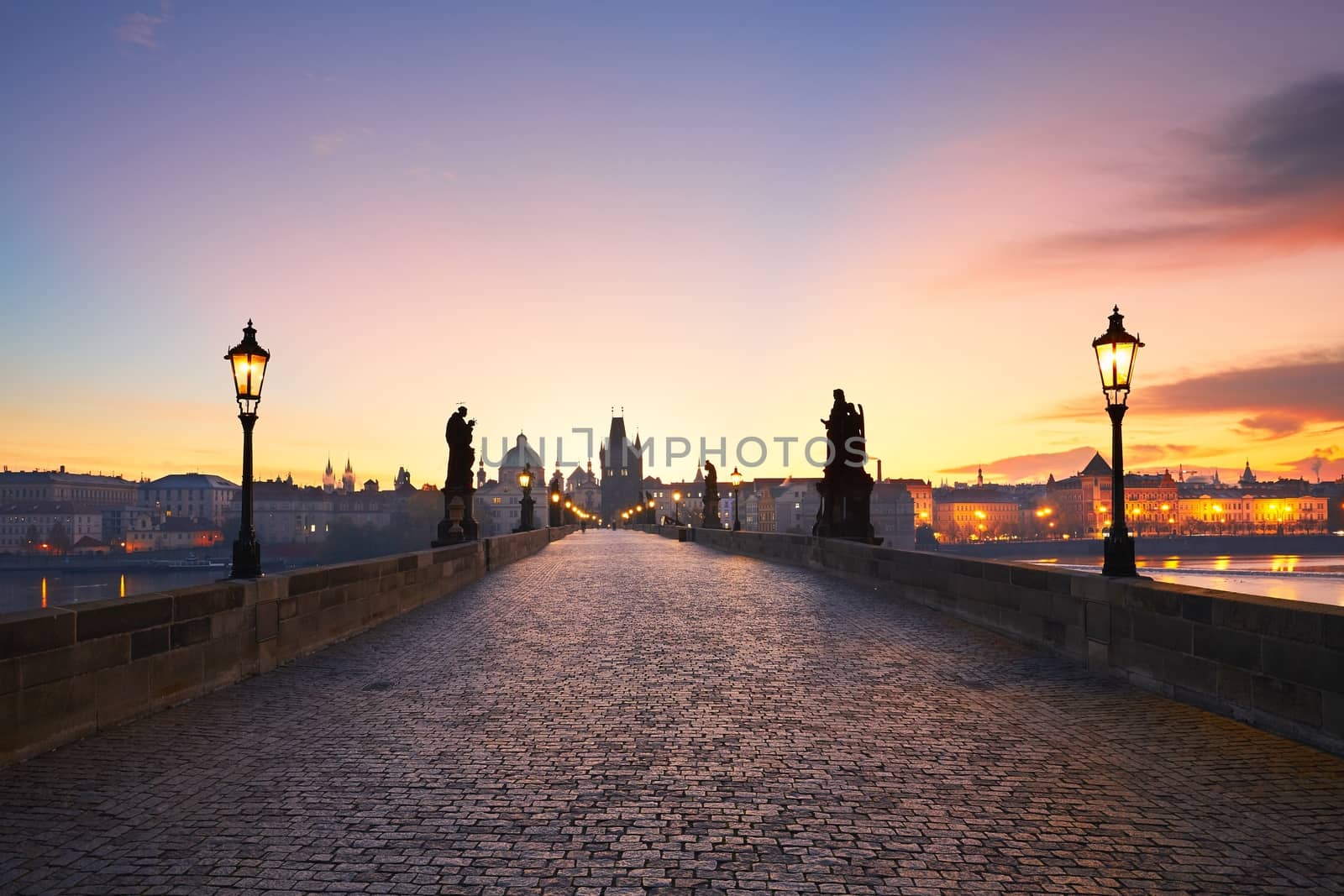 Charles Bridge at the sunrise, Prague, Czech Republic