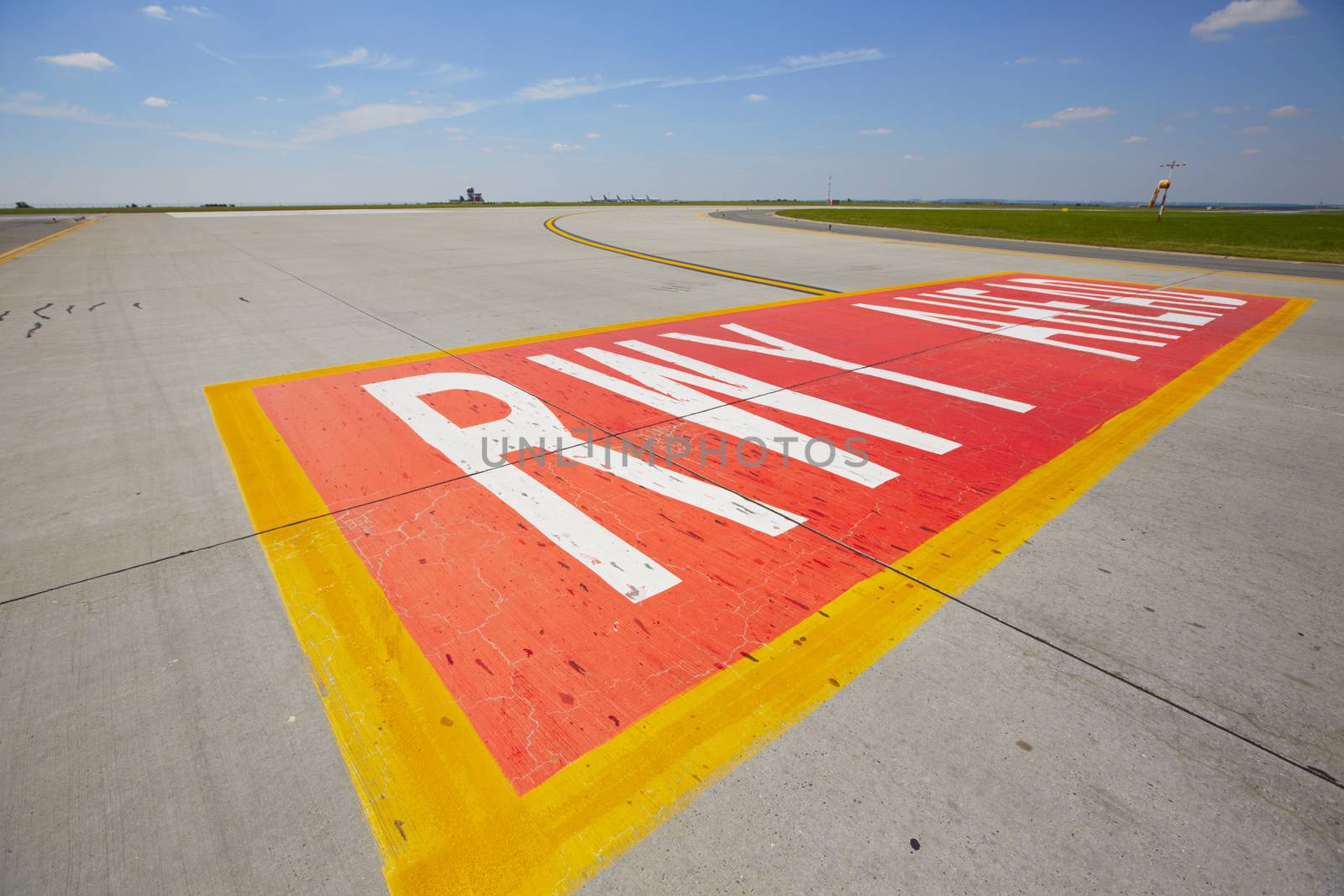 Airfield - marking on taxiway is heading to runway. 