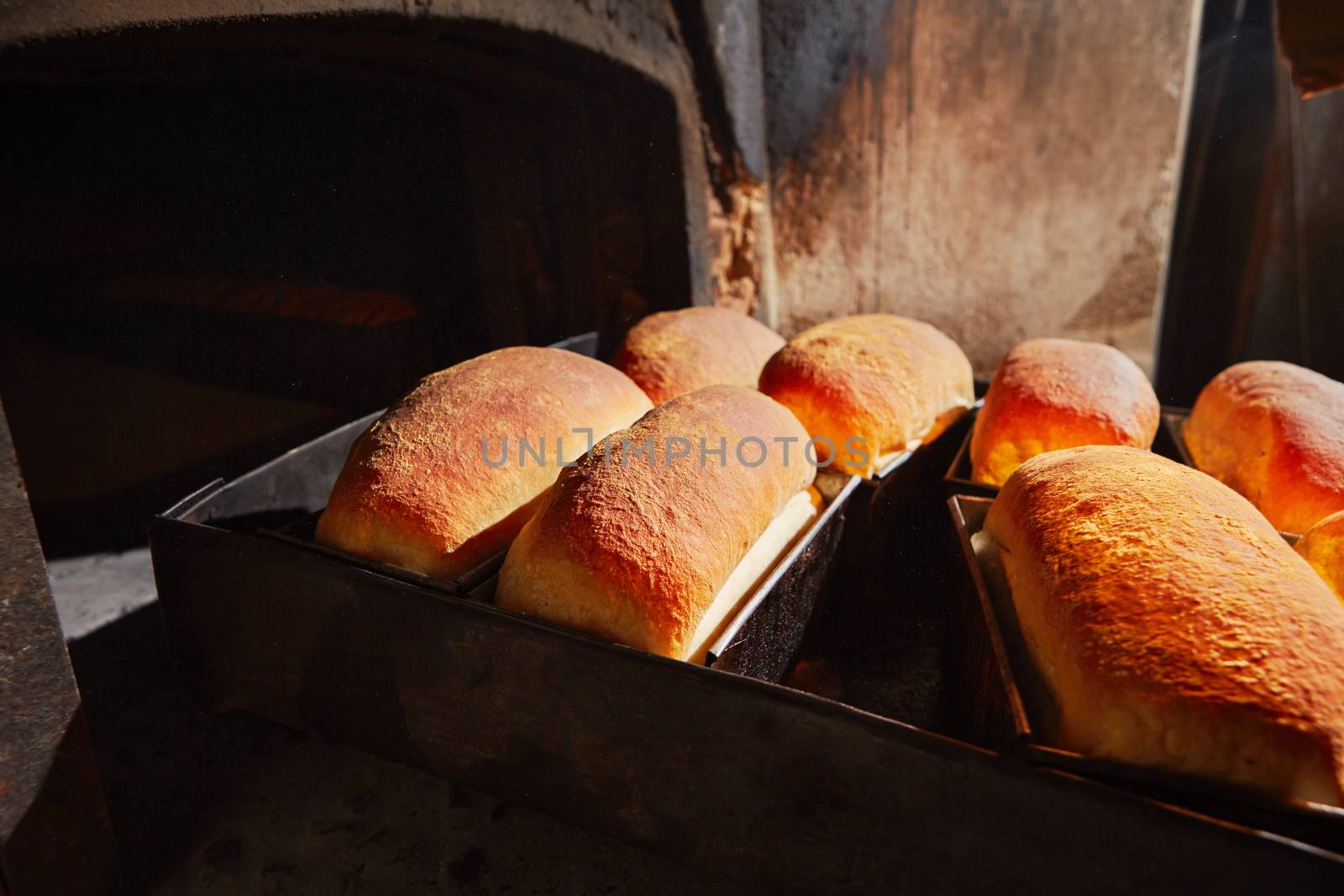 Traditional preparation of bread in the bakery.