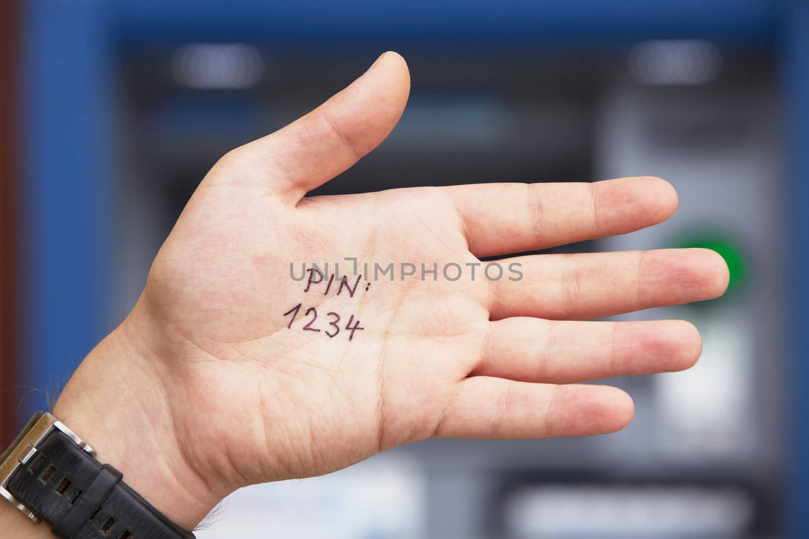 Bad idea - simple PIN code written on the palm 