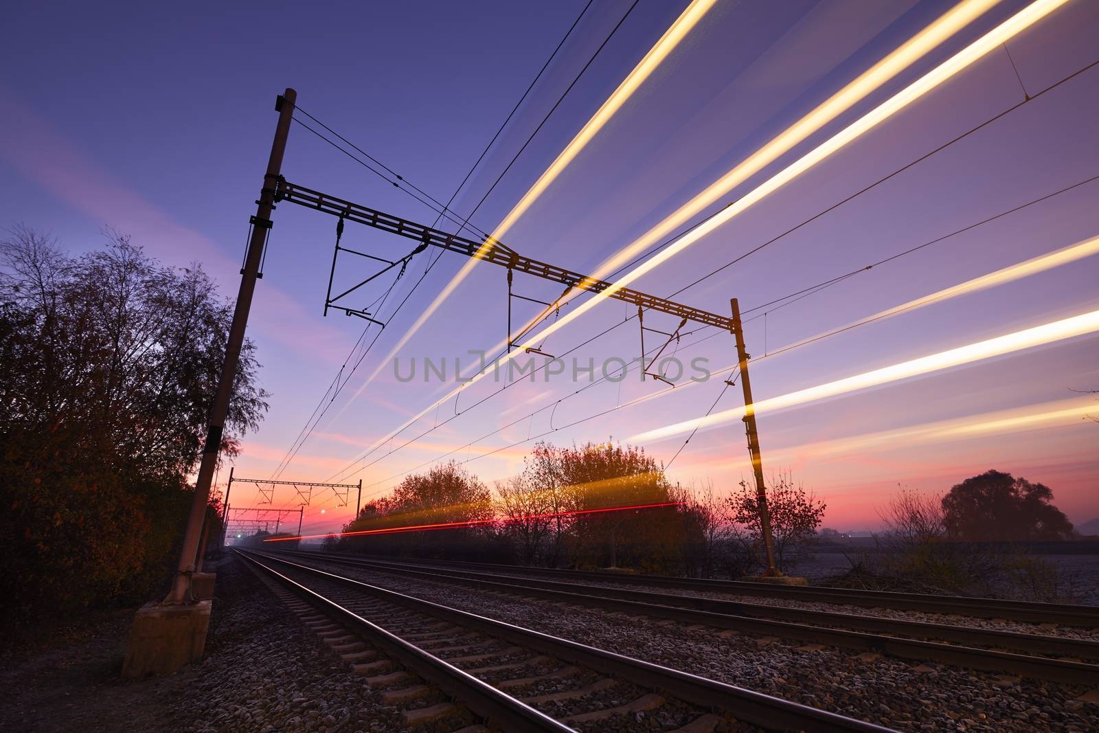 Train at the sunrise by Chalabala