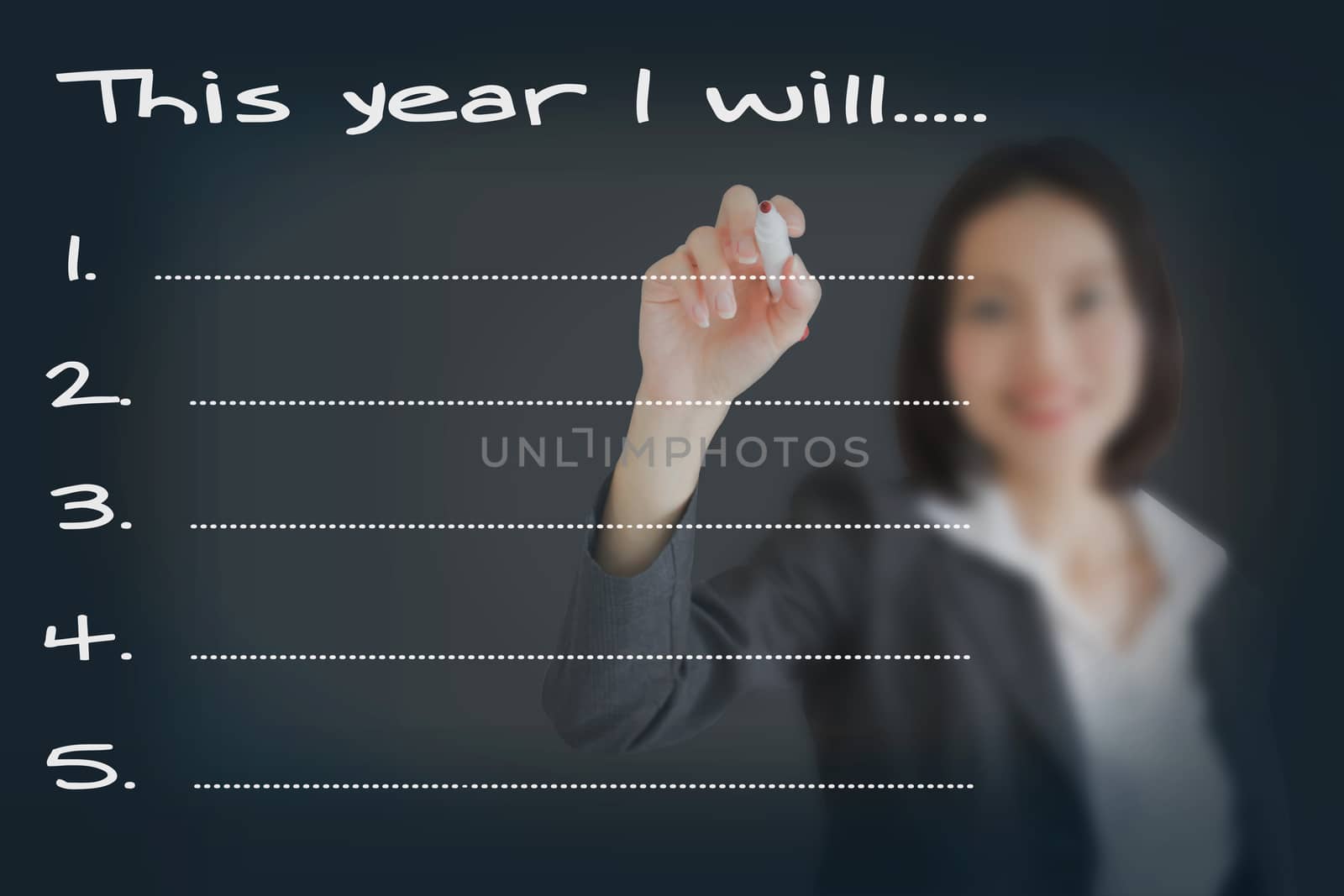 Beautiful businesswoman resolutions for 2016 / New Year Goals List