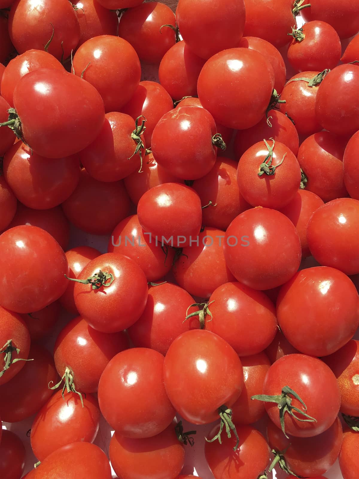 Fresh tomatoes on a market stall in Spain