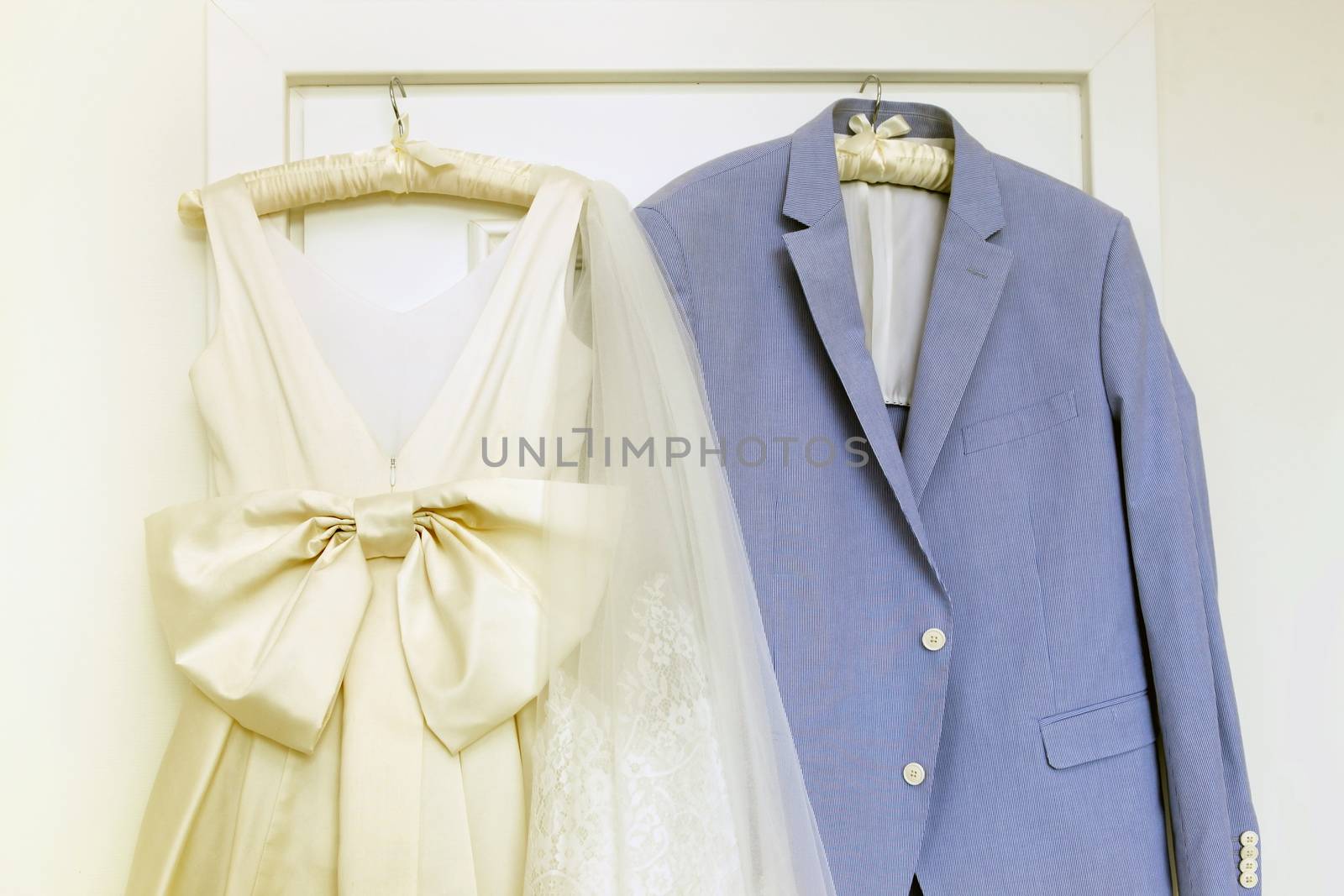Wedding accessories - dress for the bride and groom's suit