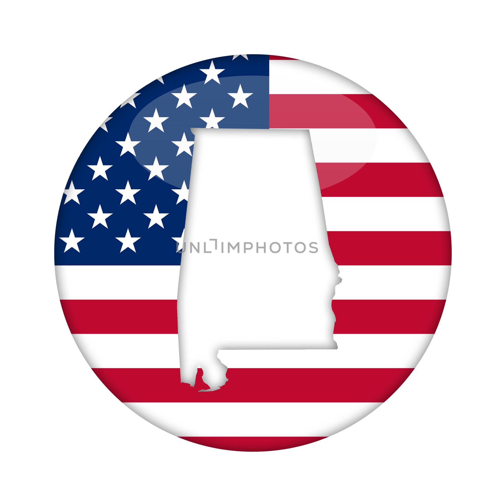 Alabama state of America badge isolated on a white background.