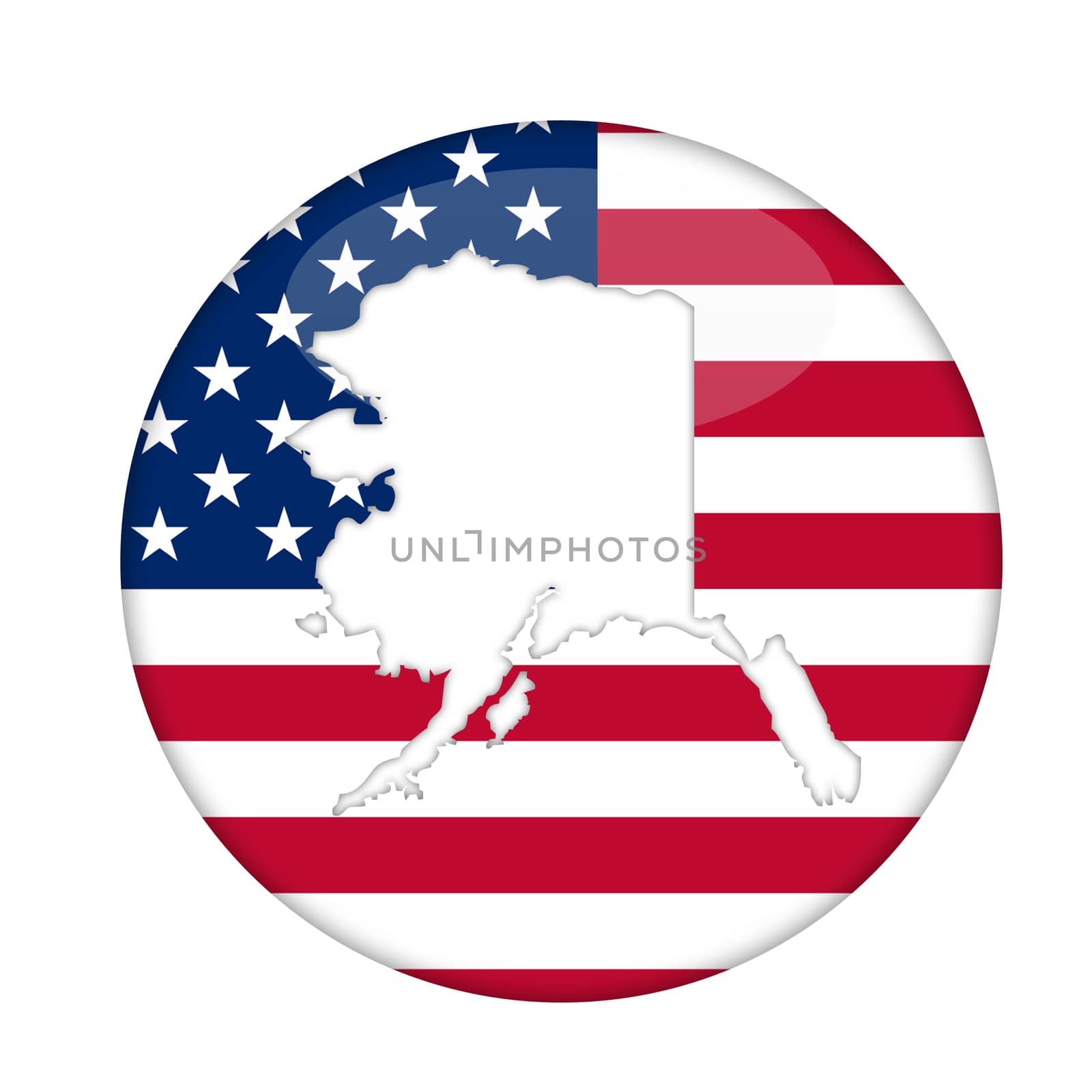 Alaska state of America badge isolated on a white background.