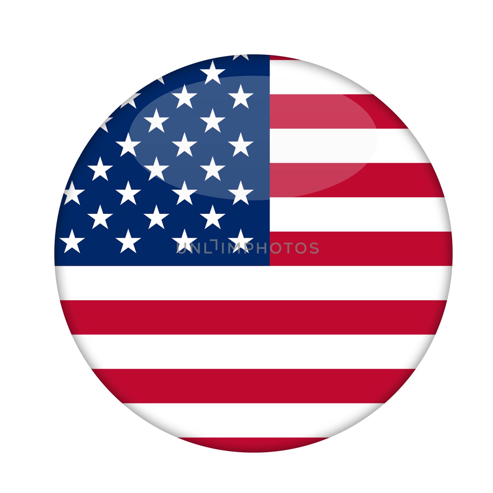 American Stars and Stripes badge isolated on a white background.