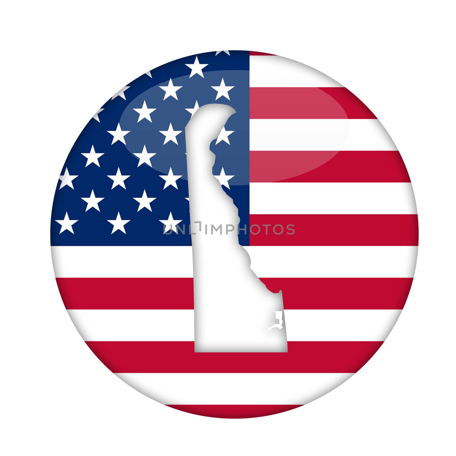 Delaware state of America badge isolated on a white background.