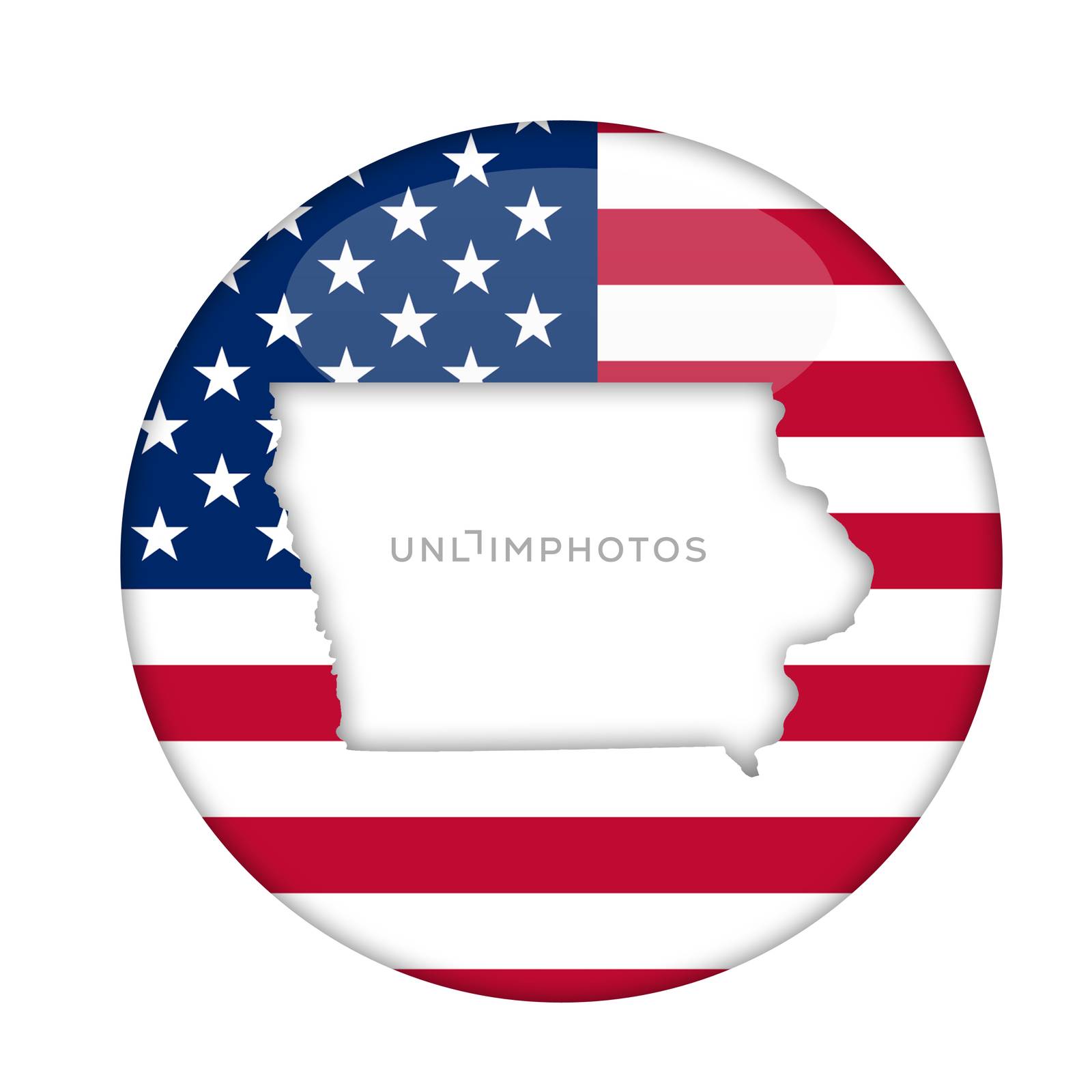 Iowa state of America badge isolated on a white background.