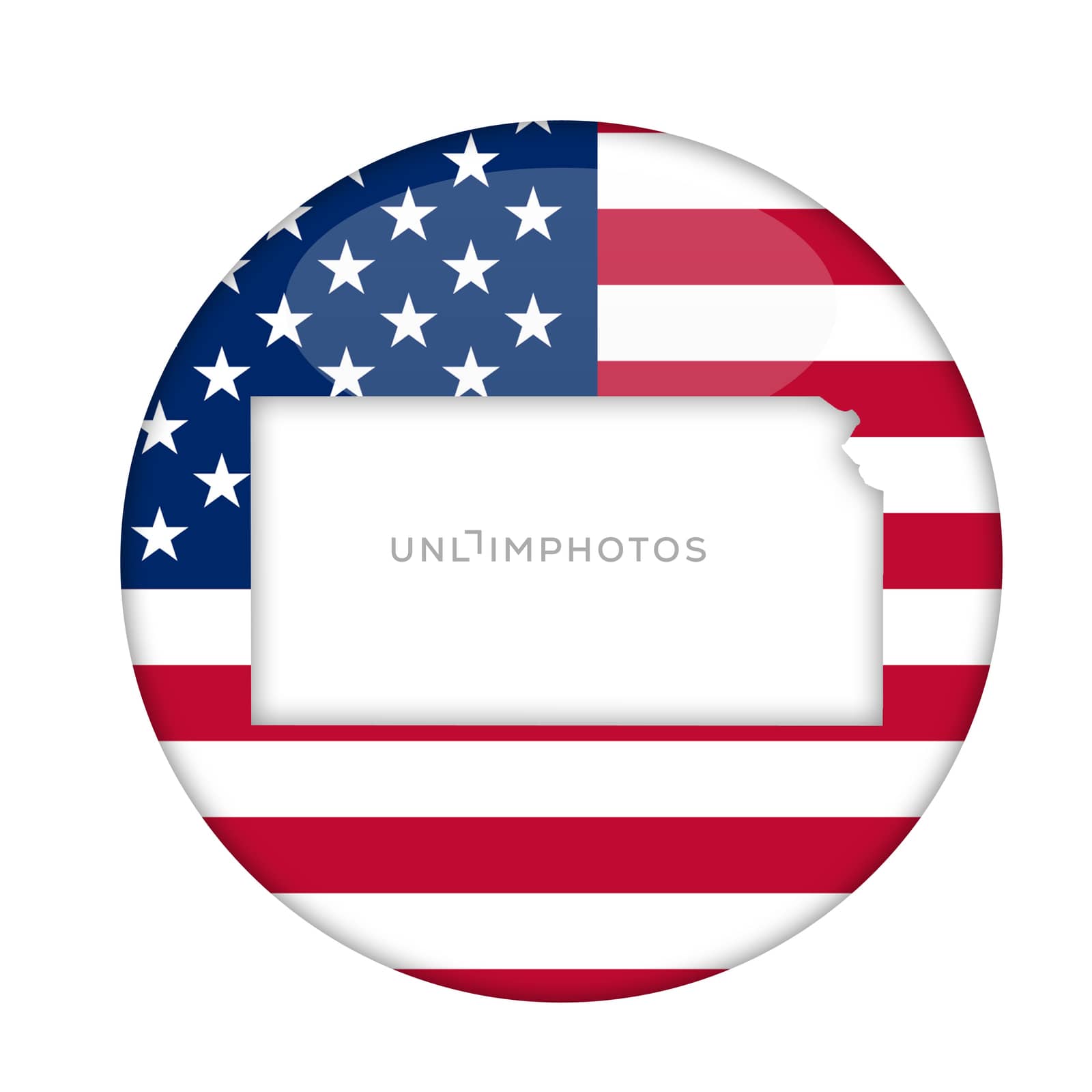 Kansas state of America badge isolated on a white background.