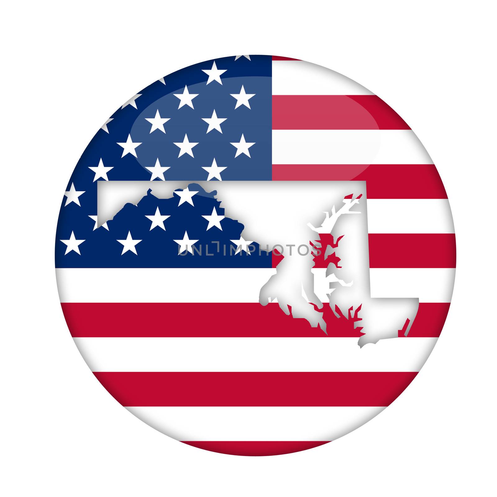 Maryland state of America badge isolated on a white background.