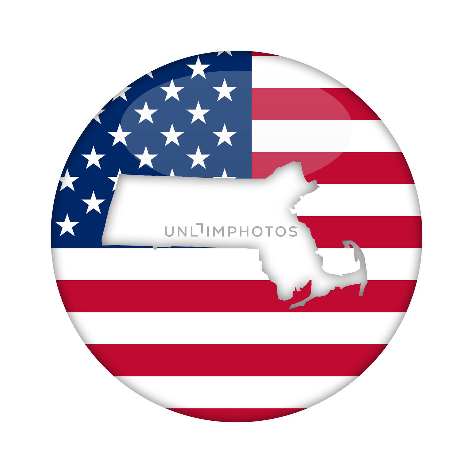 Massachusetts state of America badge isolated on a white background.