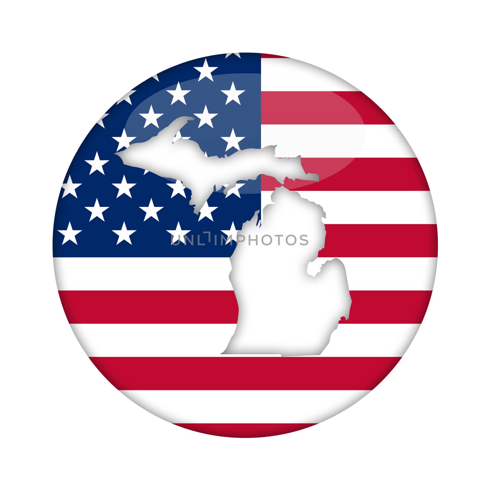 Michigan state of America badge isolated on a white background.