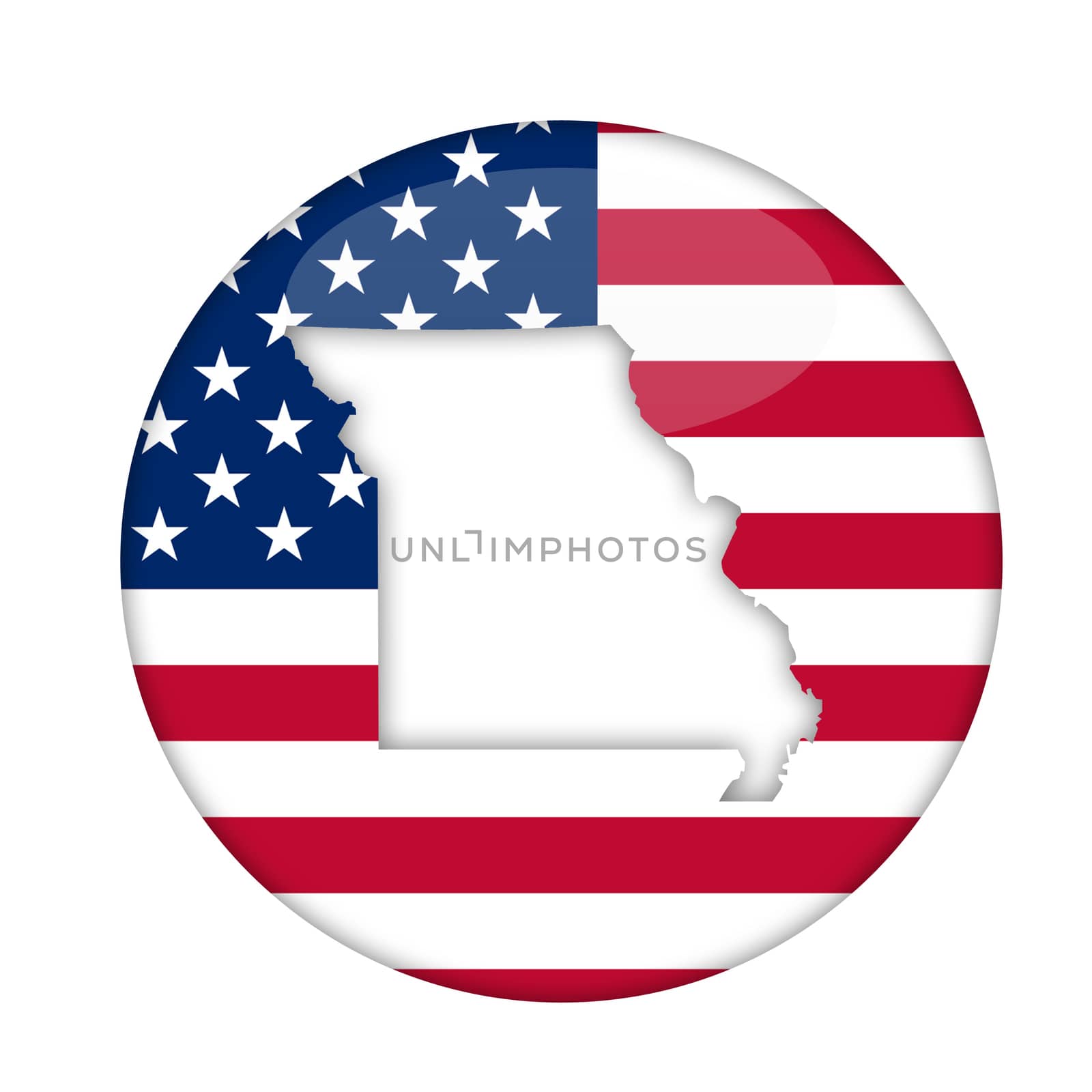 Missouri state of America badge isolated on a white background.