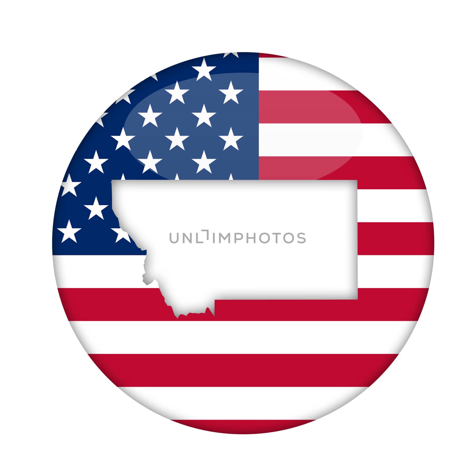 Montana state of America badge isolated on a white background.