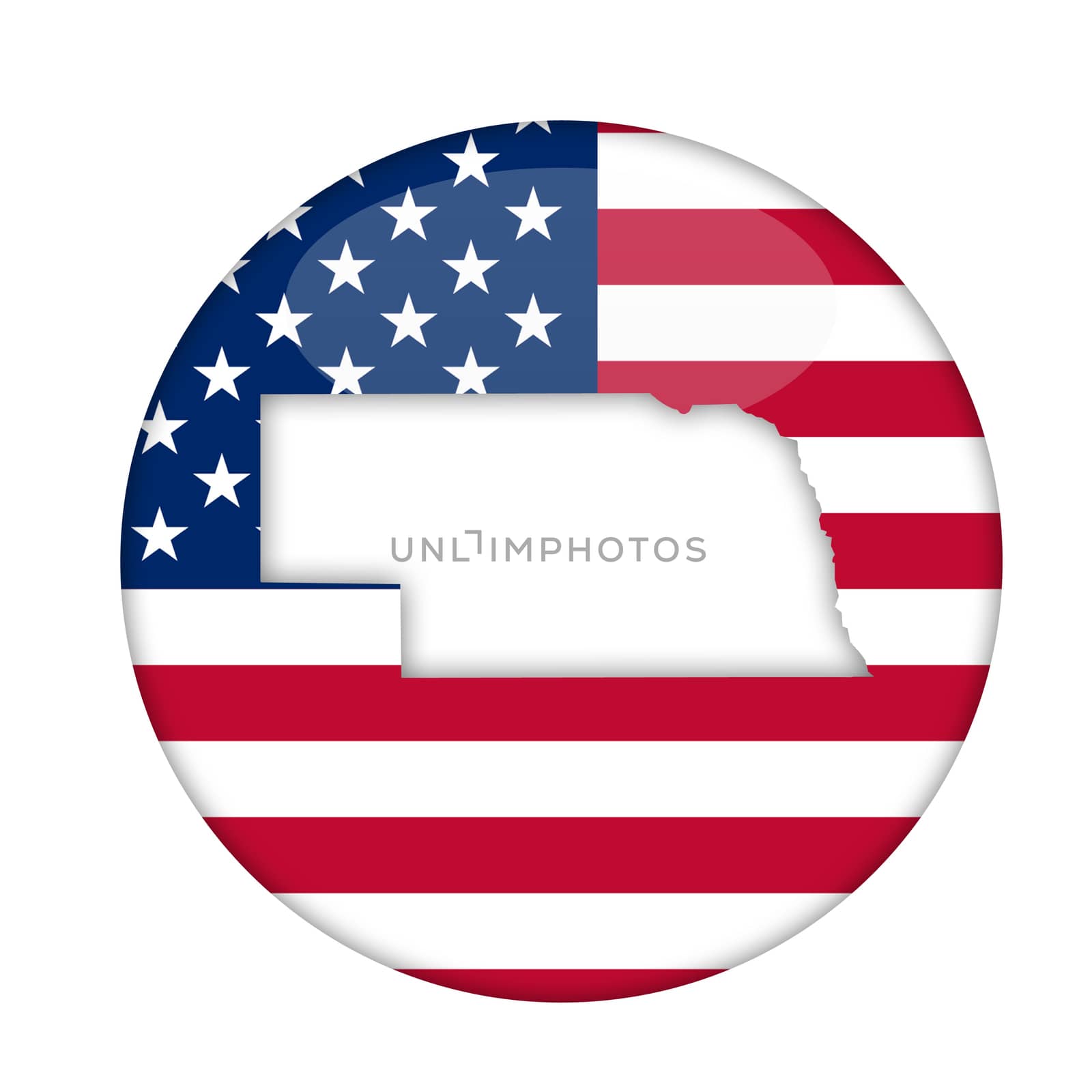 Nebraska state of America badge isolated on a white background.