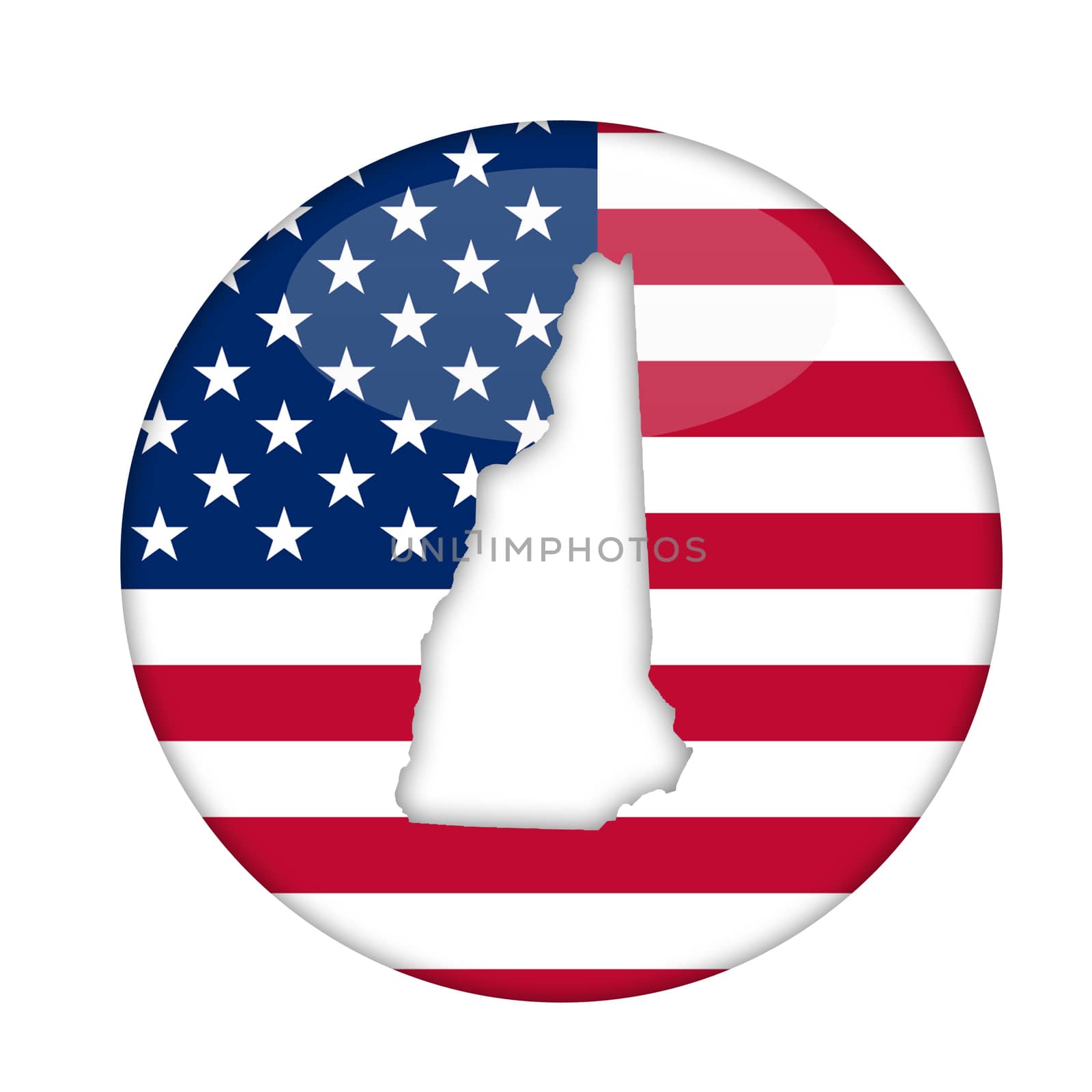 New Hampshire state of America badge isolated on a white background.