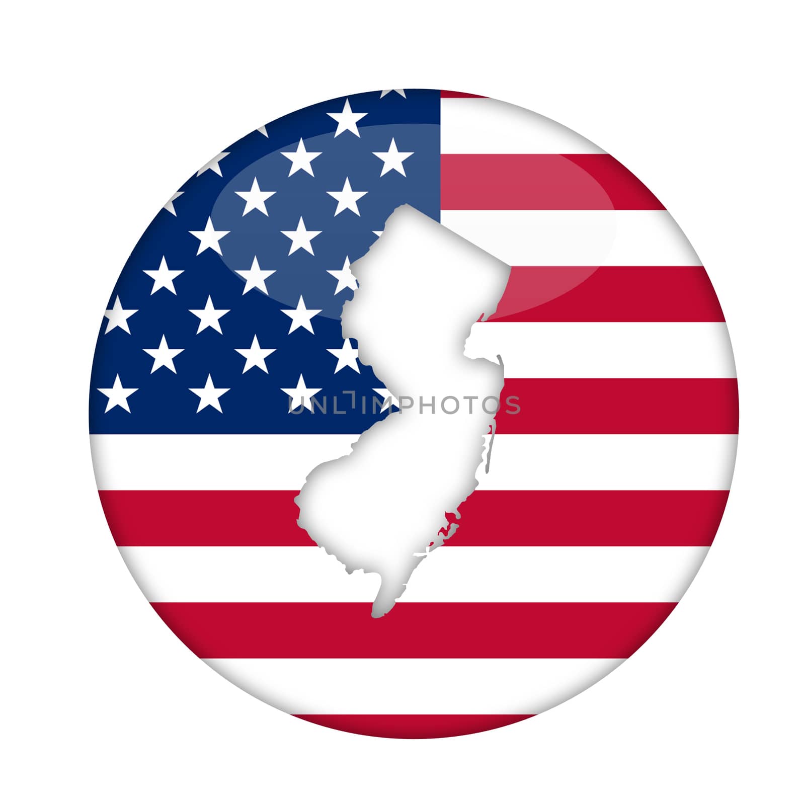 New Jersey state of America badge isolated on a white background.