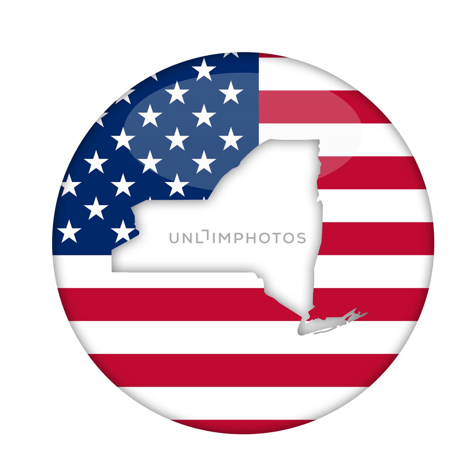 New York state of America badge isolated on a white background.