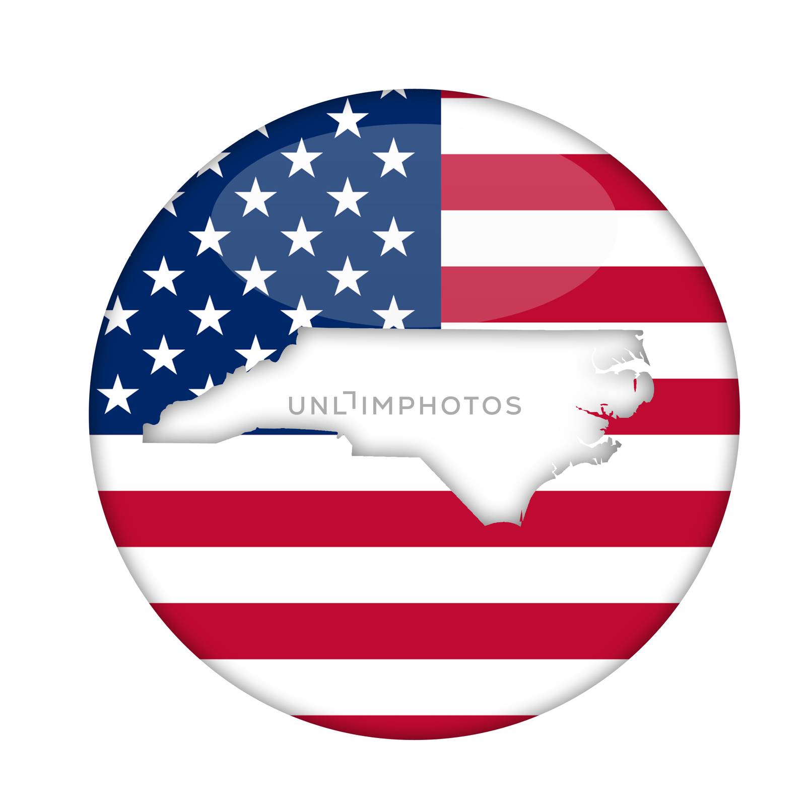 North Carolina state of America badge isolated on a white background.