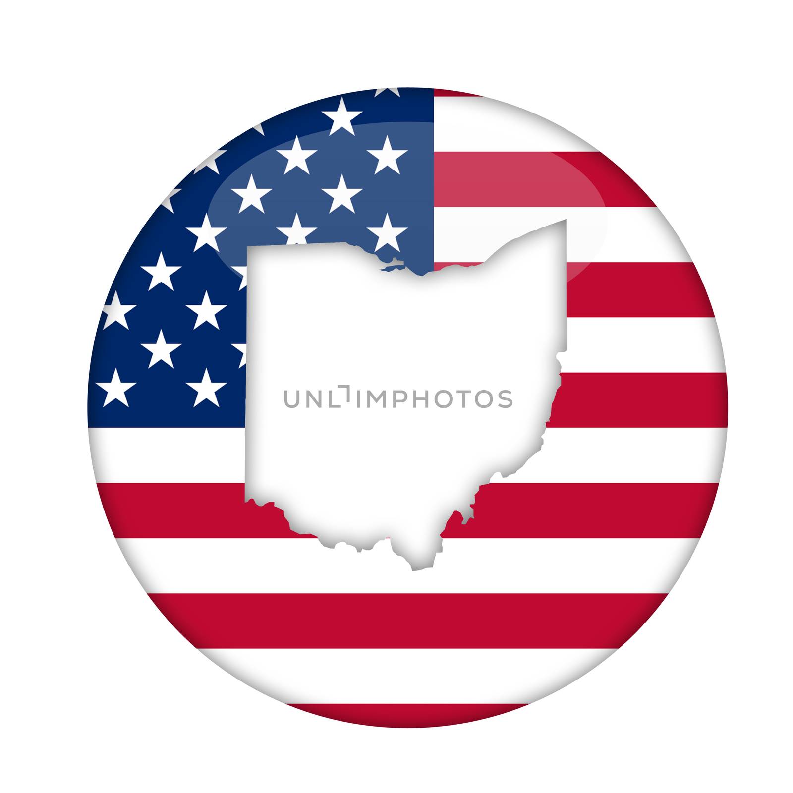Ohio state of America badge isolated on a white background.