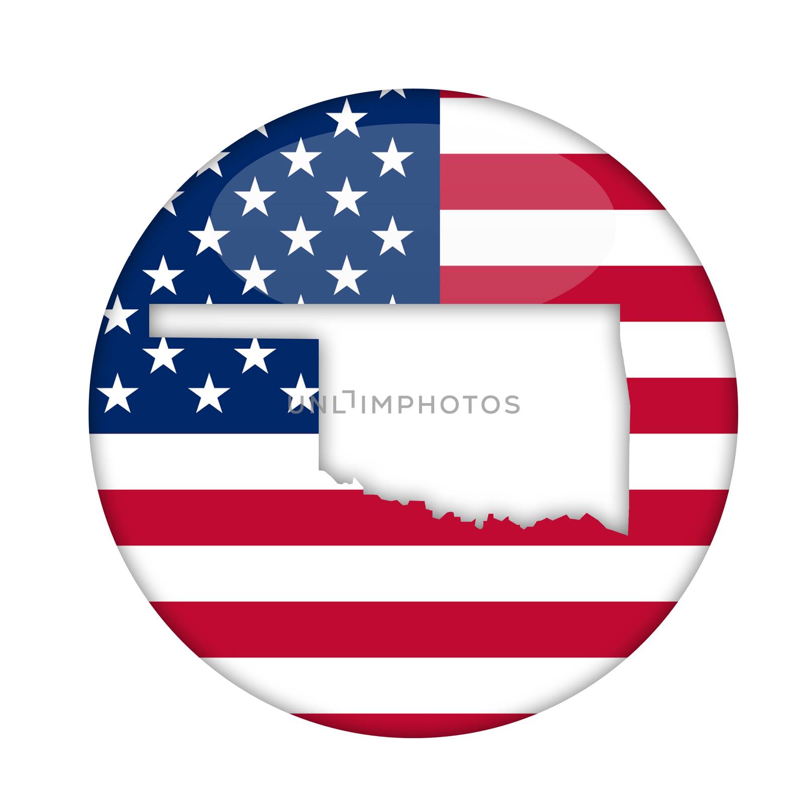 Oklahoma state of America badge isolated on a white background.