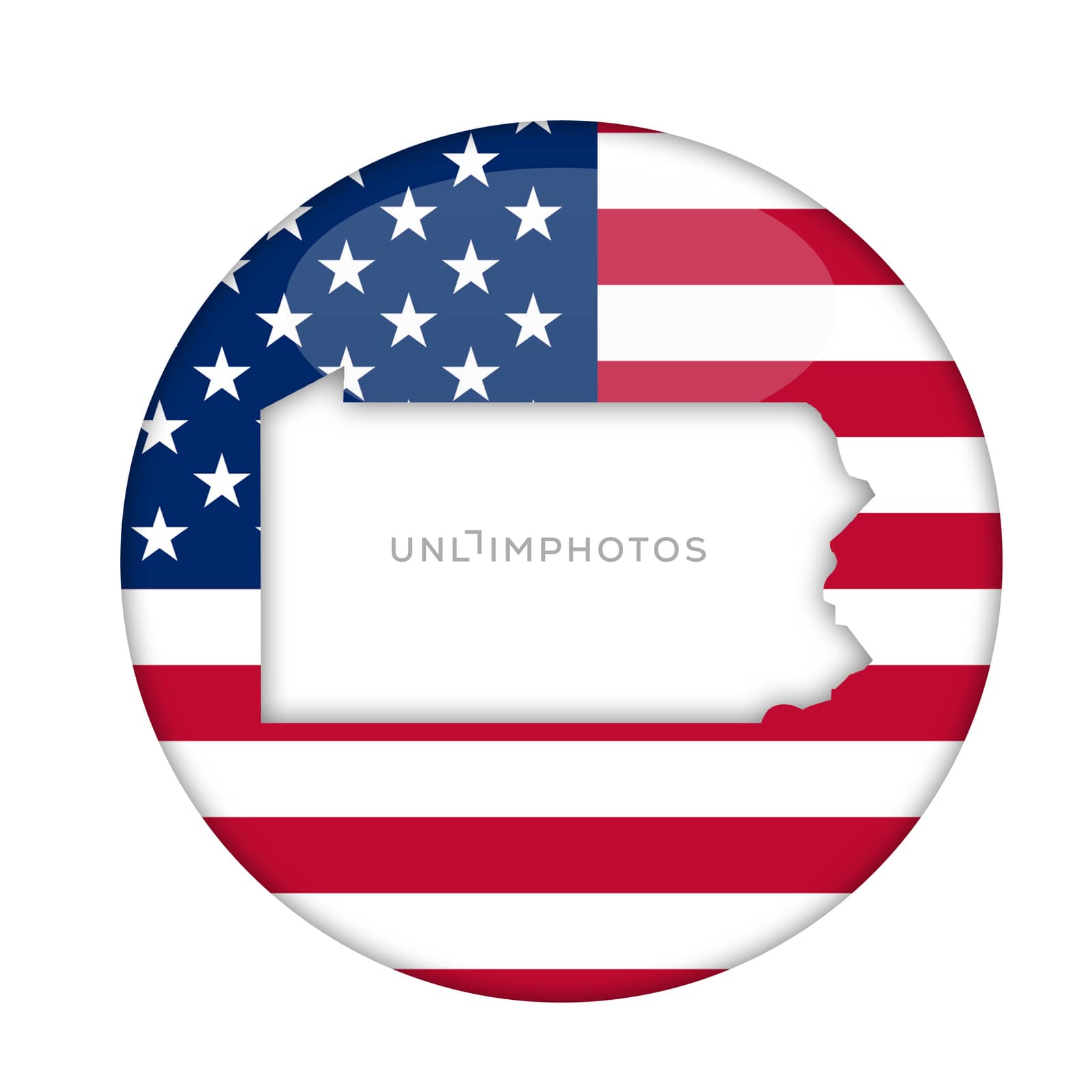 Pennsylvania state of America badge isolated on a white background.